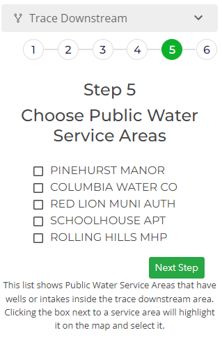 trace downstream step 5