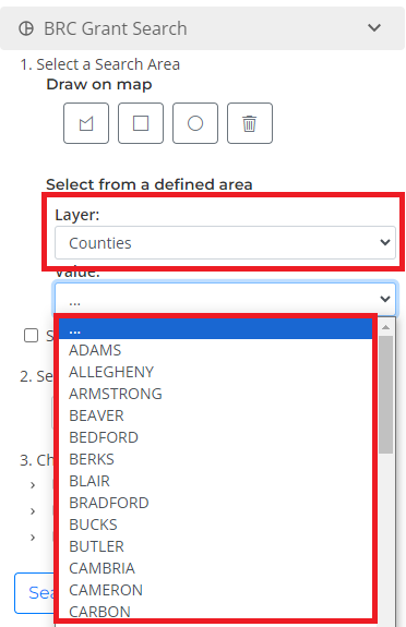 filter funding sources by county
